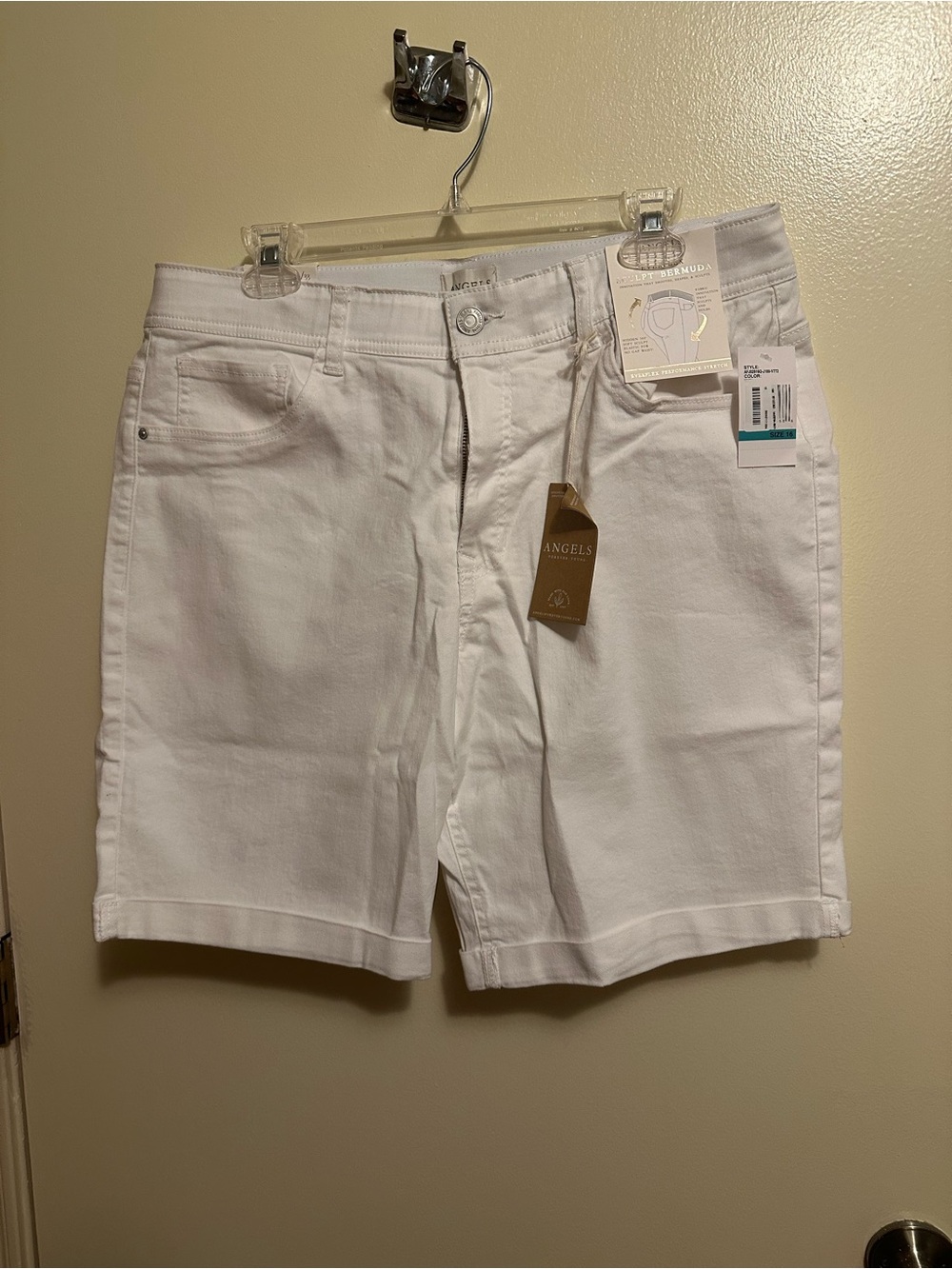 Angels Women's White Bermuda Shorts - Classic Mid-Rise